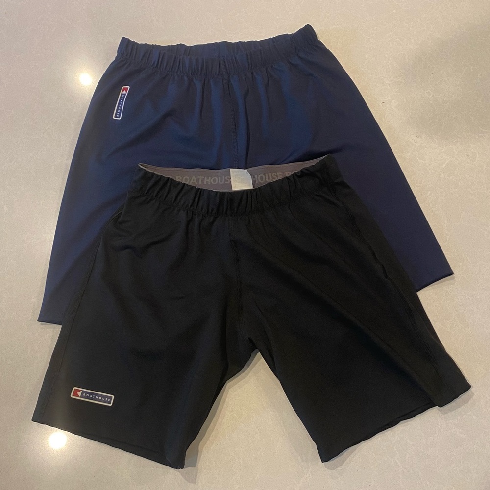 Boathouse Rowing Trau Compression Shorts 2 Pair: 1 Black, 1 Blue size Large
